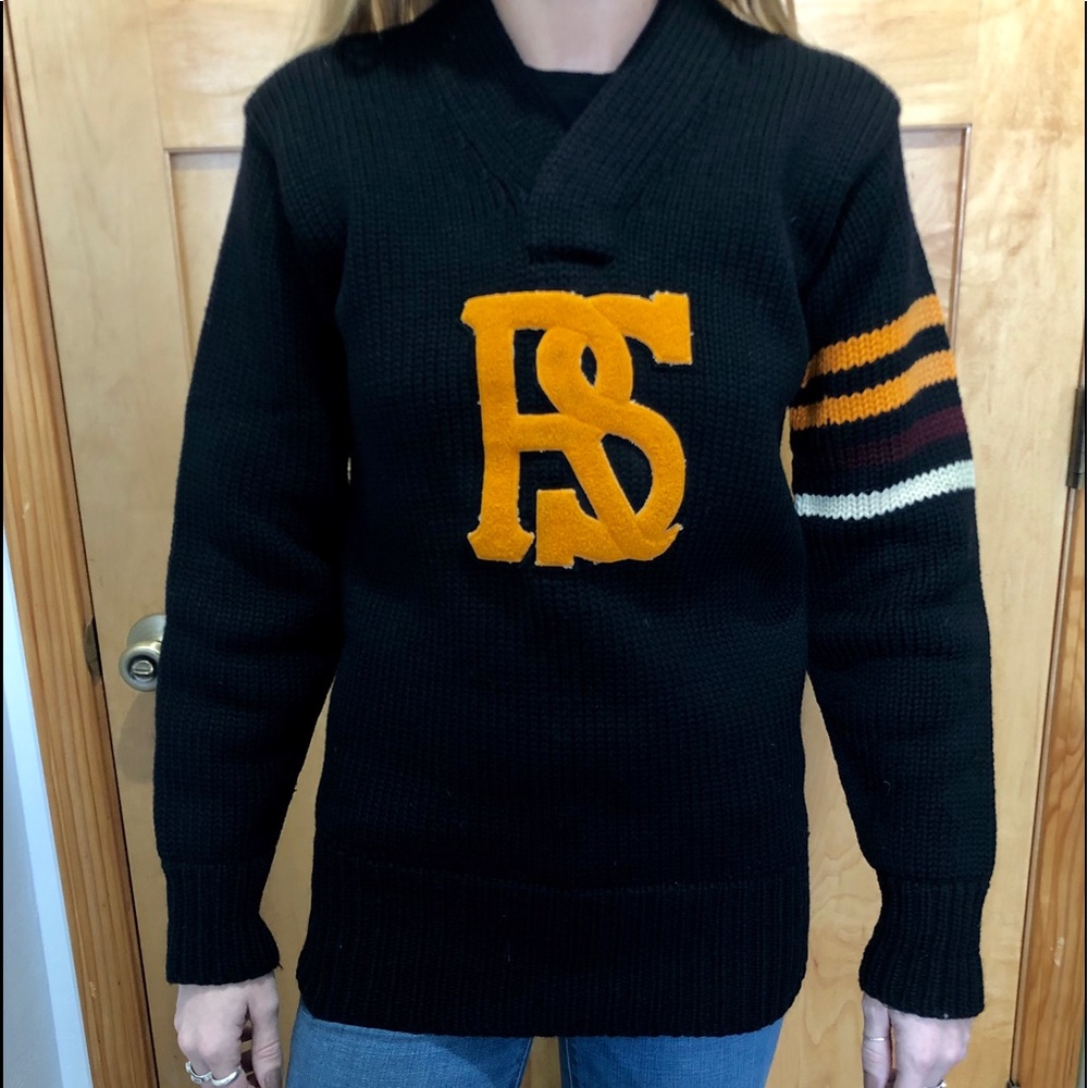 Vintage High School Sweater w/ Retro Letters